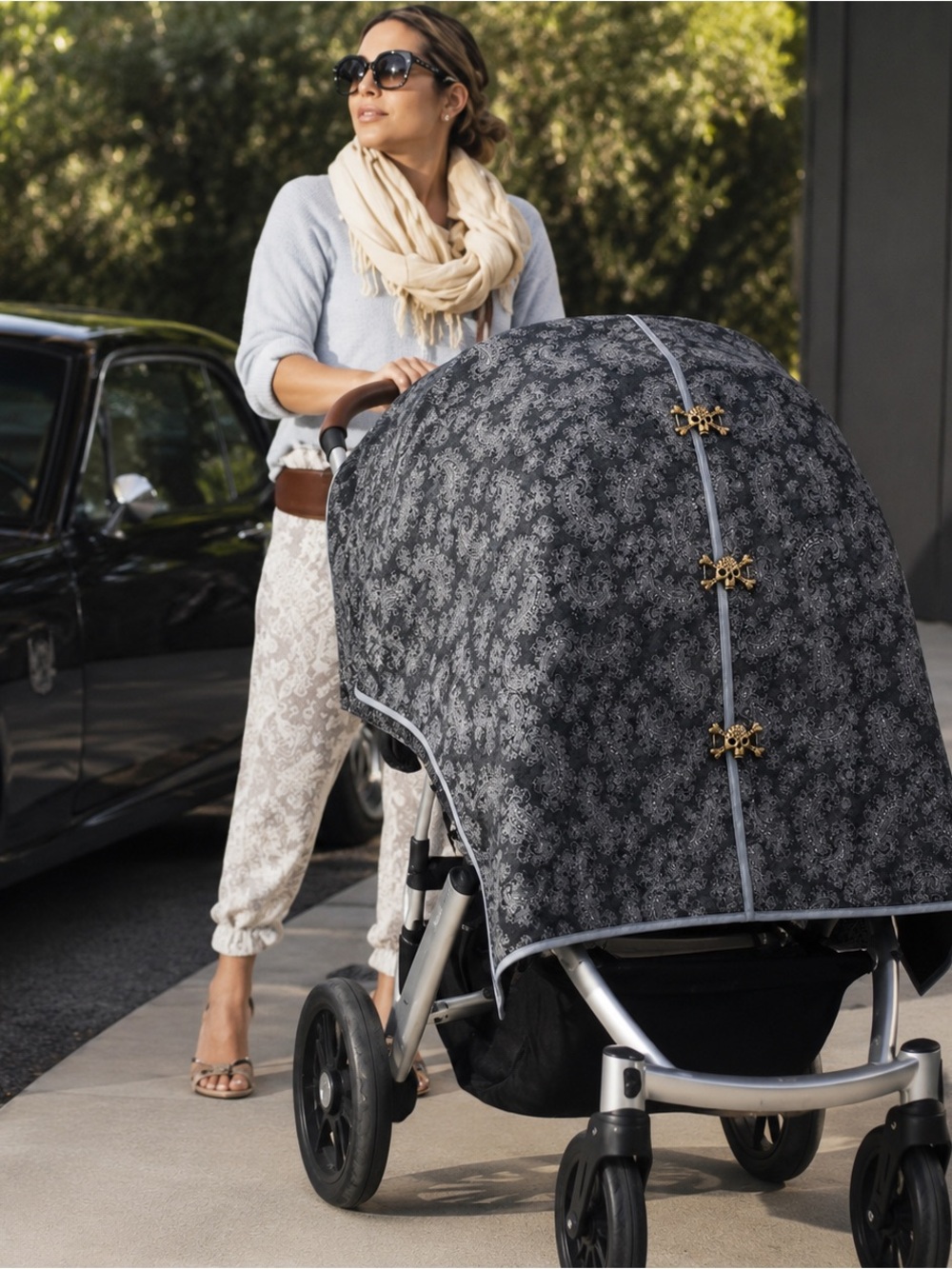 Little Dream Bird Goth Pirate Paisley Stroller Cover Skull Punk Baby